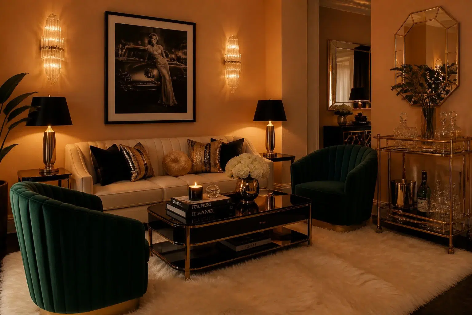 Bakelite Gold paint color — Living Room (Hollywood Regency)
