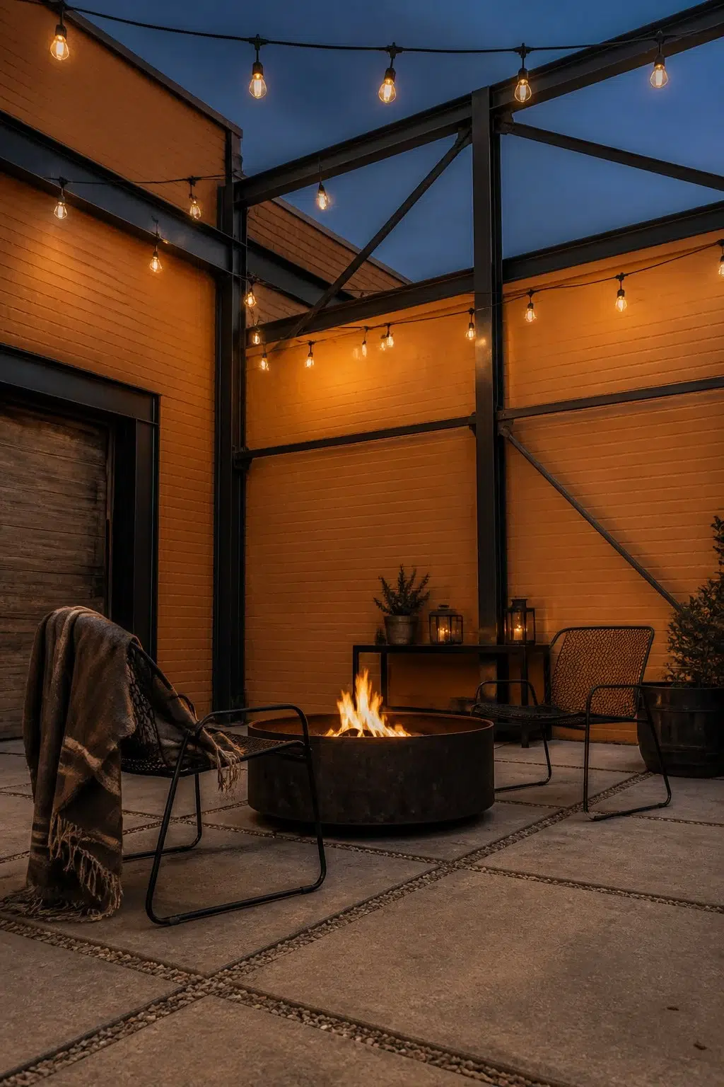 industrial patio featuring Bakelite Gold by Sherwin-Williams