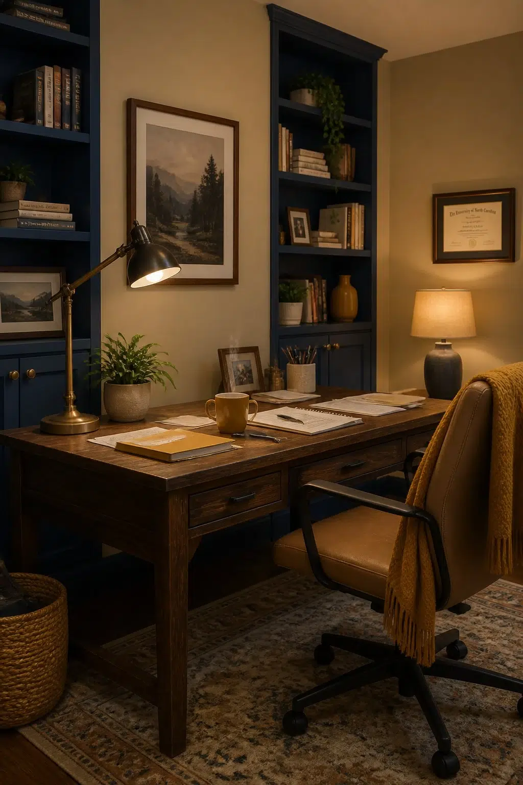 Sherwin-Williams Bamboo Shoot in a unique home office
