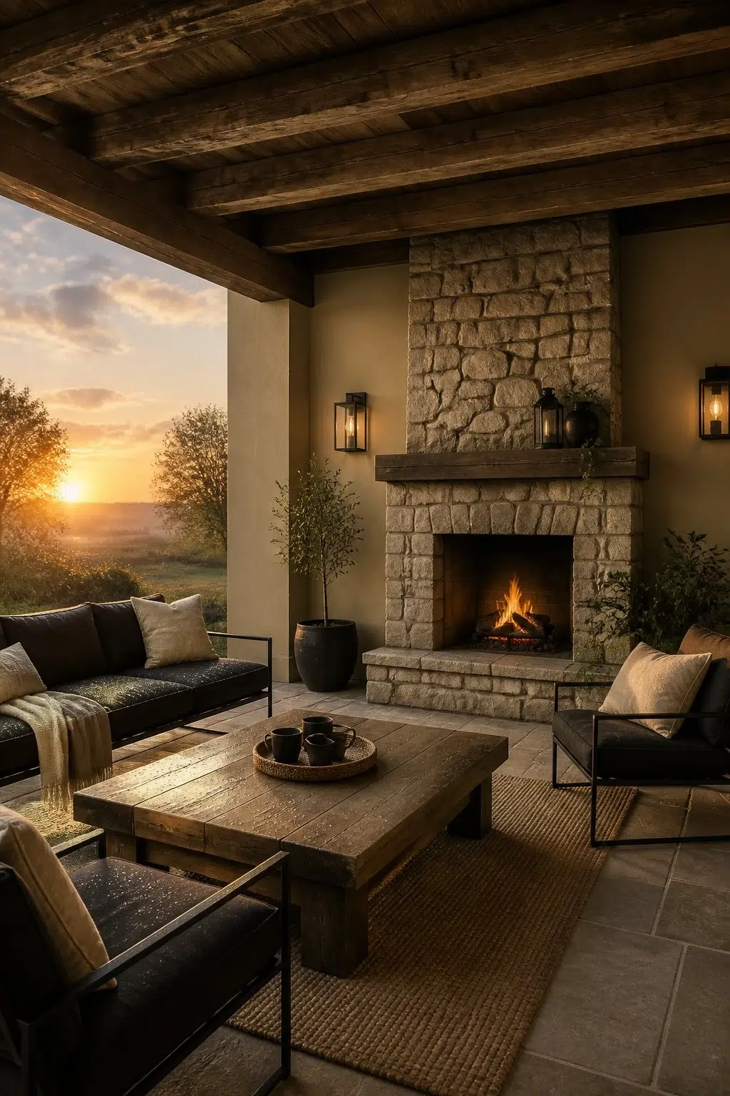 rustic modern patio featuring Bamboo Shoot by Sherwin-Williams