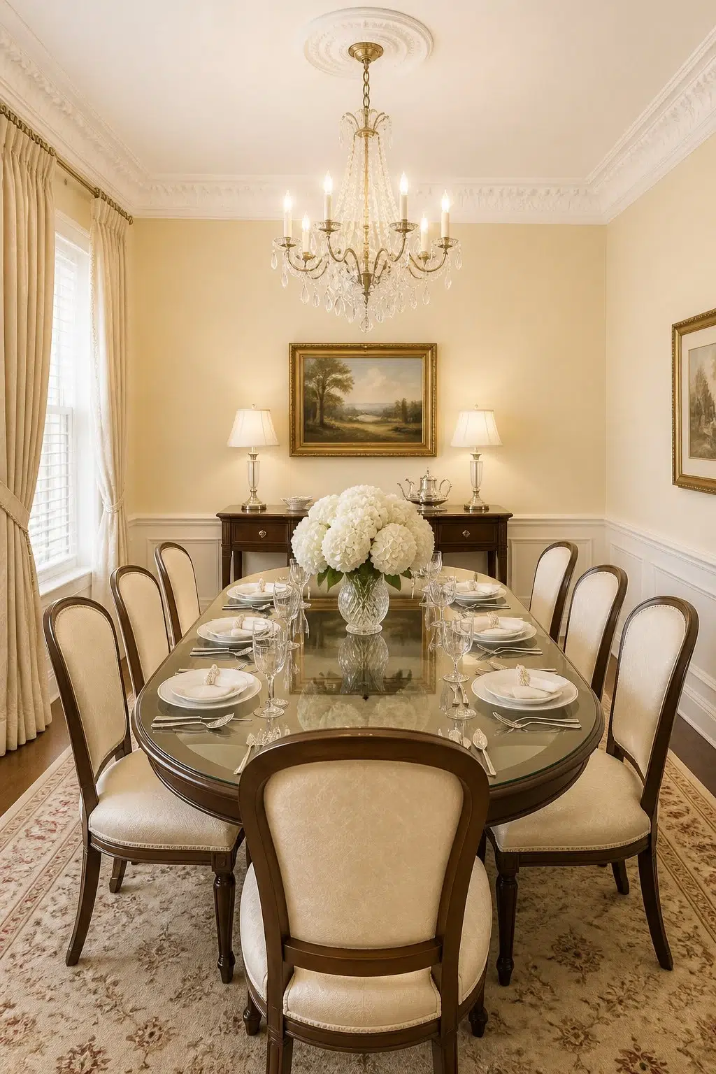 Banana Cream paint in a elegant dining room