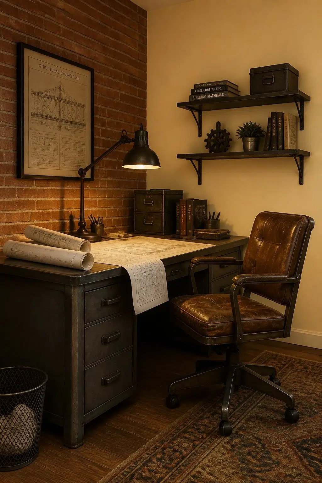 Sherwin-Williams Banana Cream in a industrial home office
