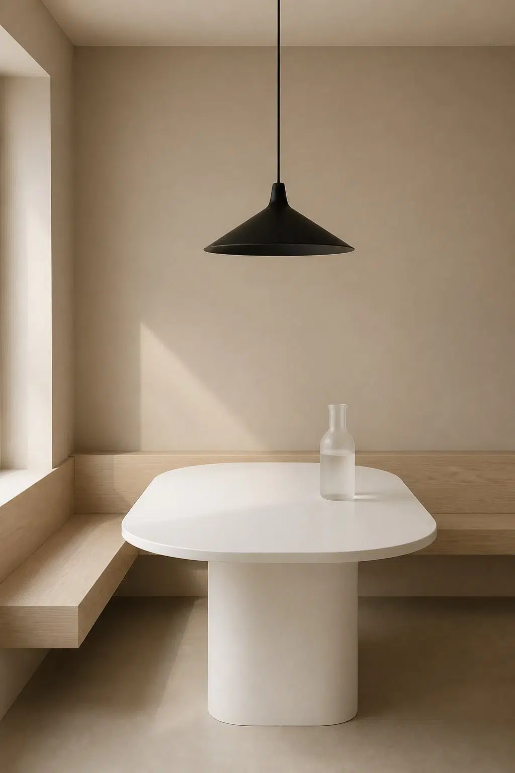 Barcelona Beige paint in a minimalist dining room