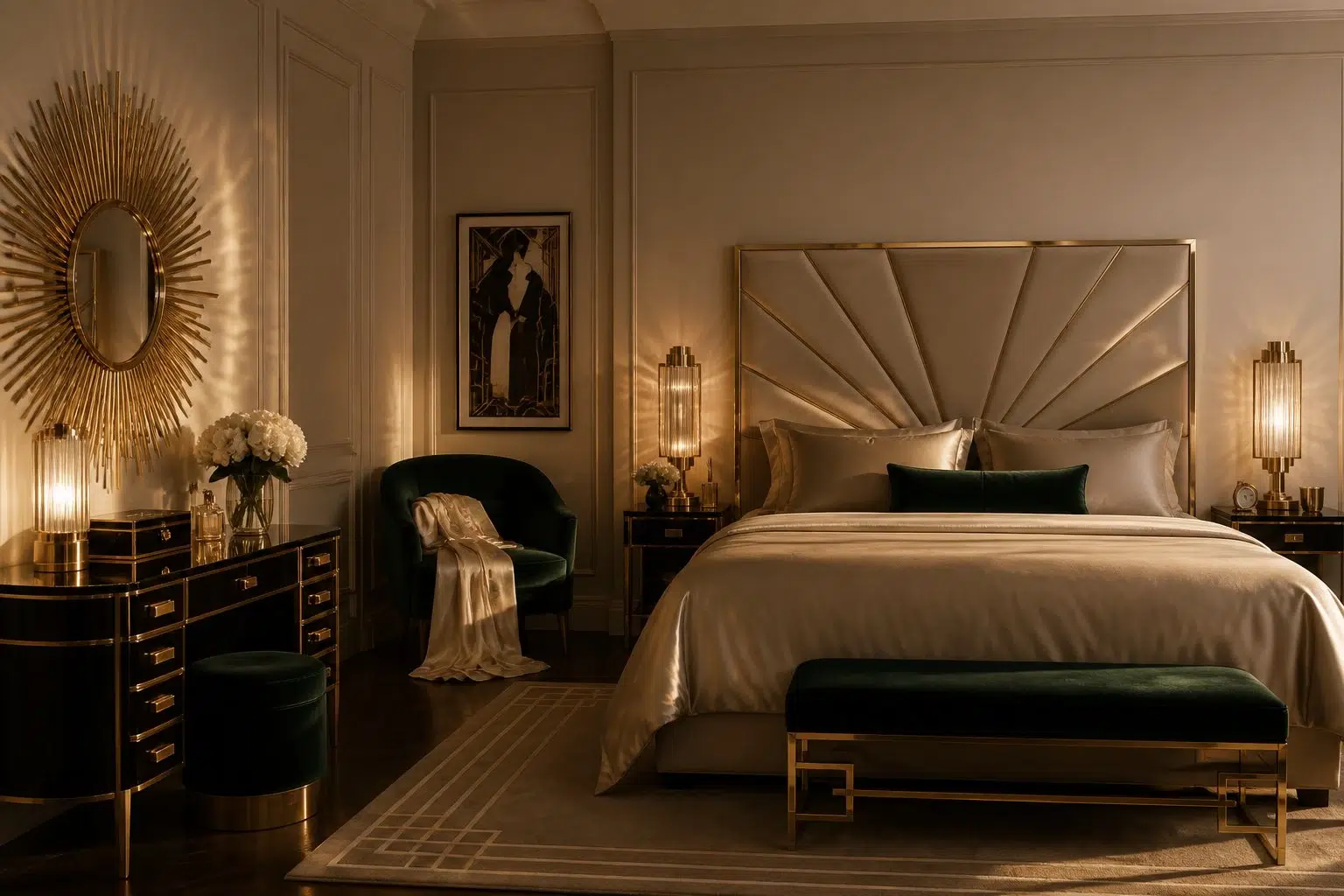 Barcelona Beige paint color — Bedroom (Art Deco)