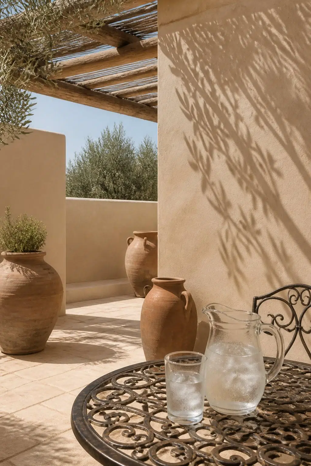 mediterranean patio featuring Barcelona Beige by Sherwin-Williams