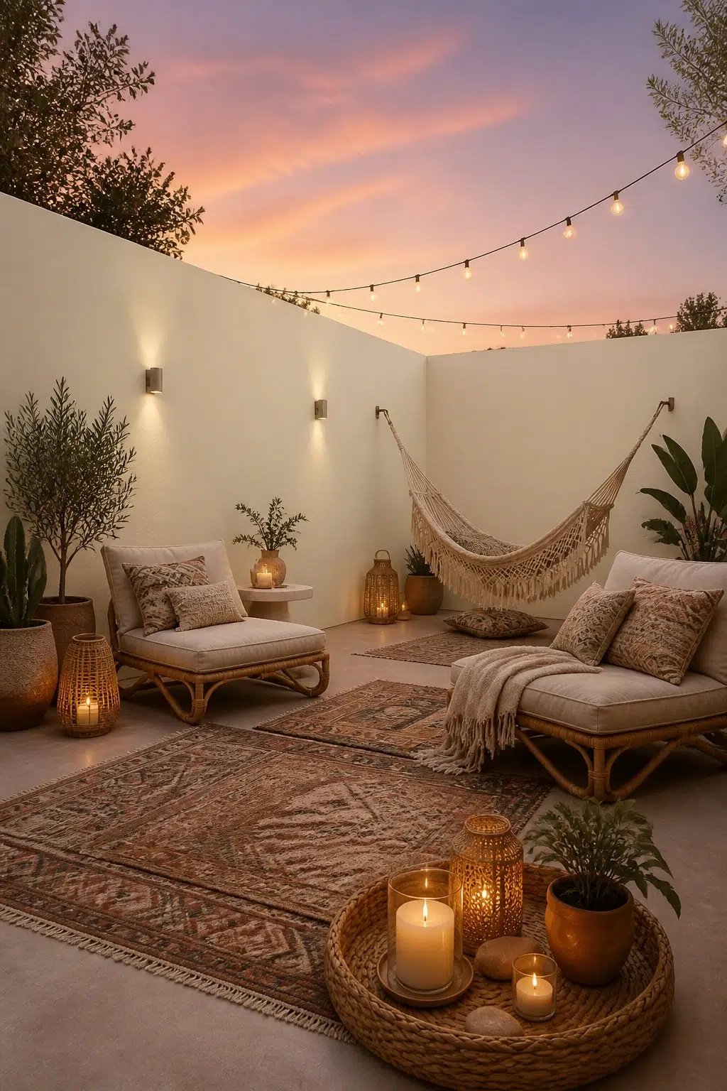 boho patio featuring Barely Pear by Sherwin-Williams