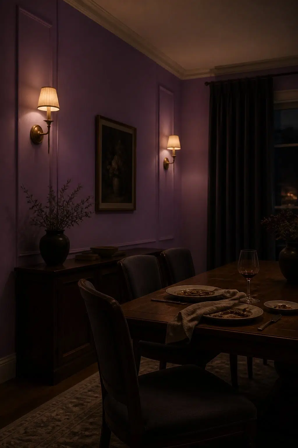 Baroness paint in a moody dining room