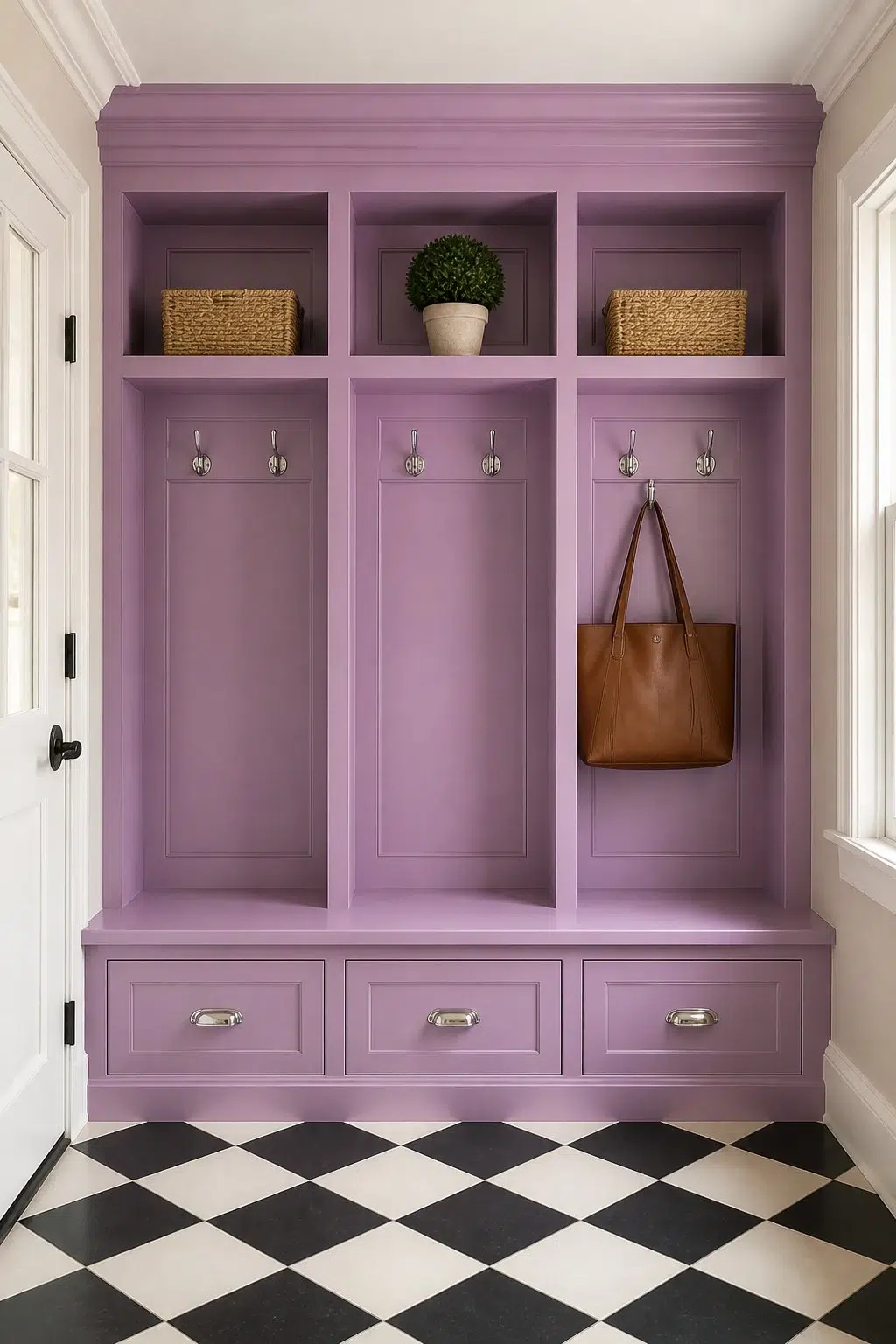 Baroness paint in a classy mudroom