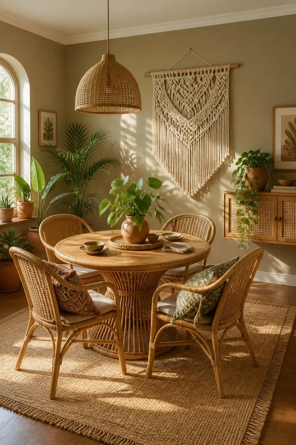 Barro Verde paint in a boho dining room