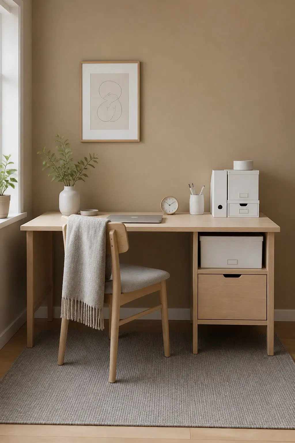Sherwin-Williams Barro Verde in a scandinavian home office
