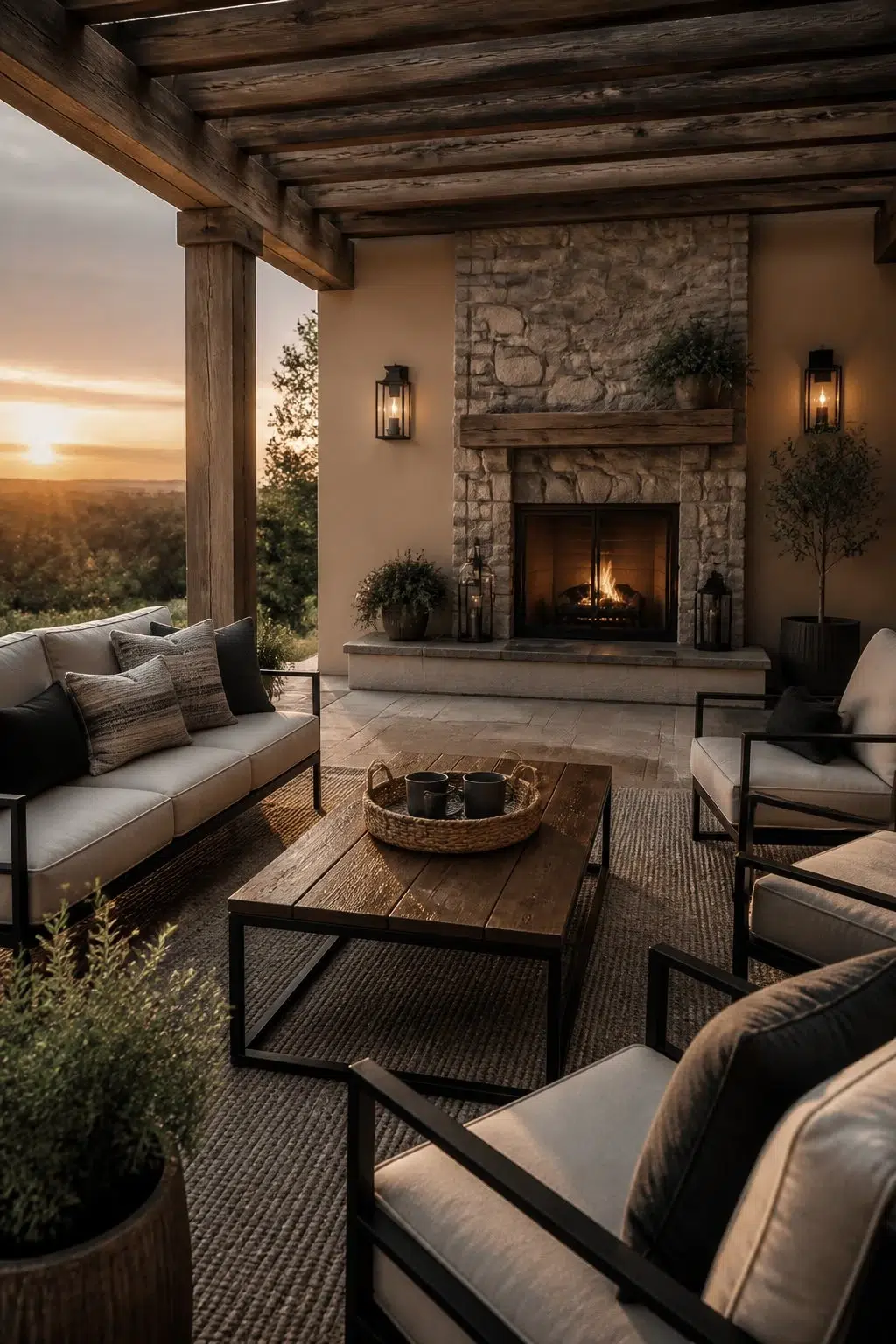 rustic modern patio featuring Basket Beige by Sherwin-Williams