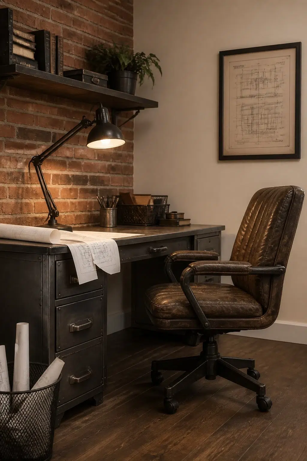 Sherwin-Williams Beachcomber in a industrial home office