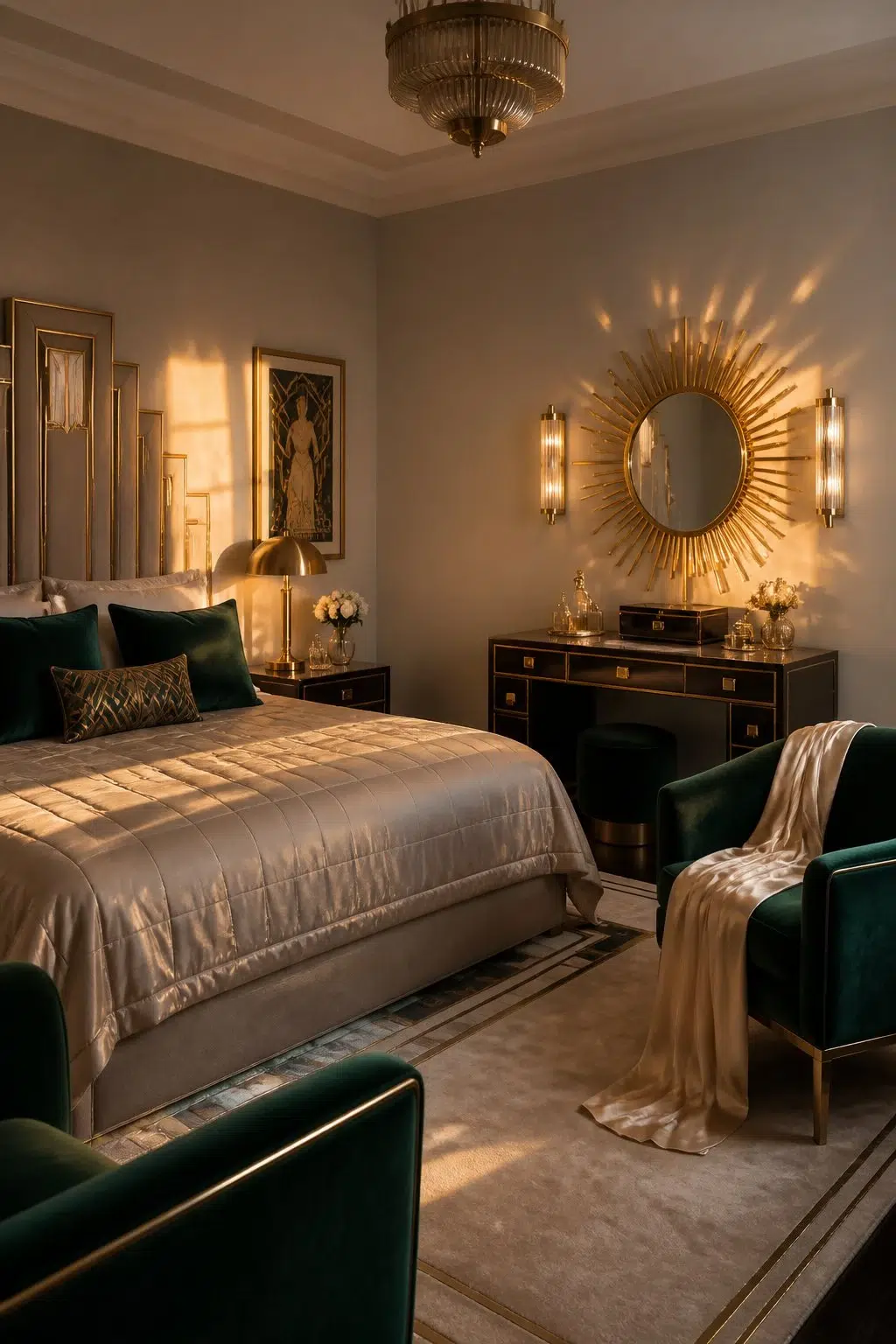 A art deco bedroom painted in Bedrock