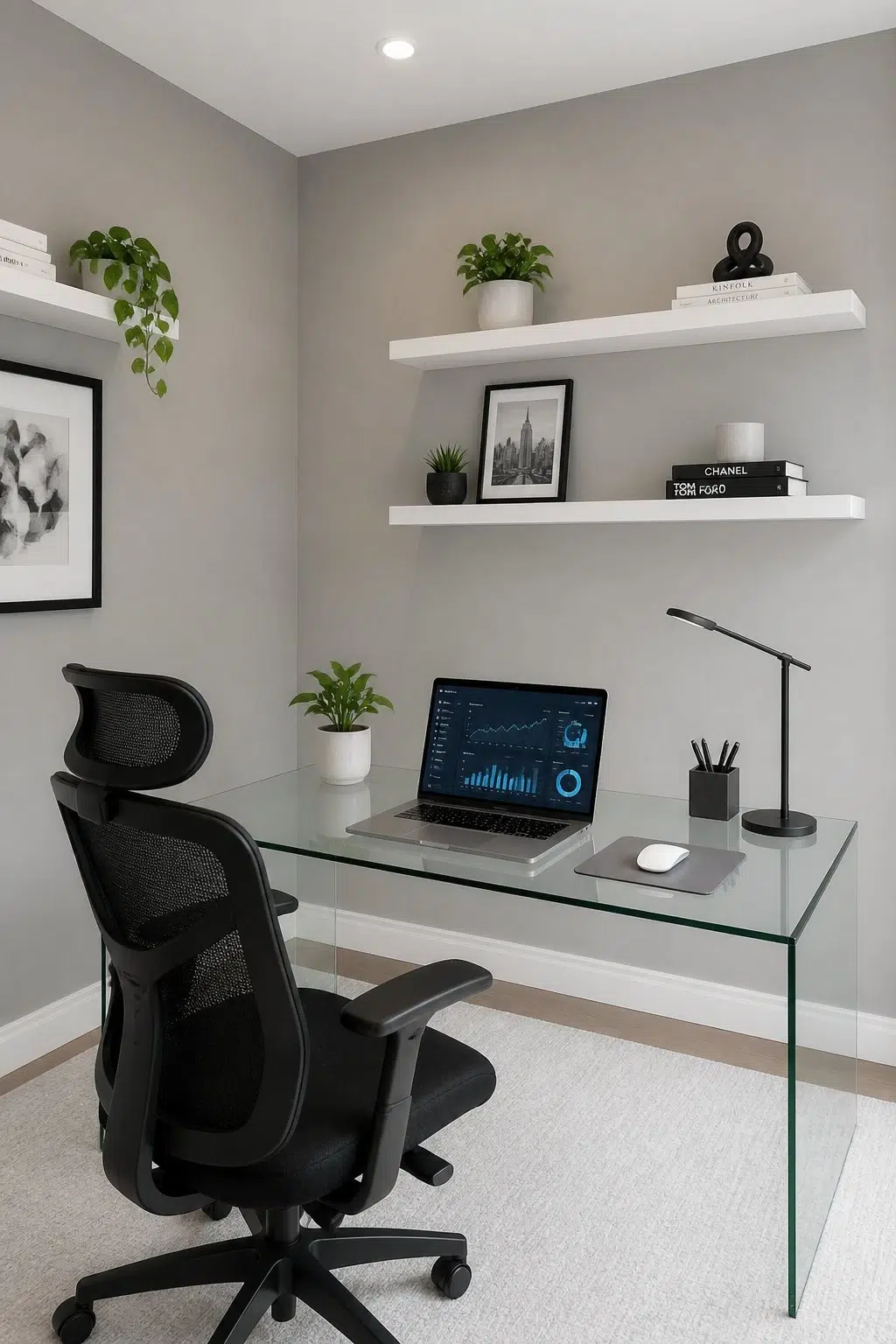 Sherwin-Williams Bedrock in a contemporary home office