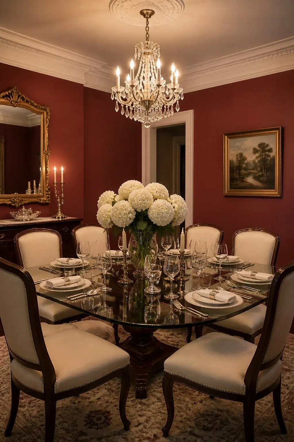 Beetroot paint in a elegant dining room
