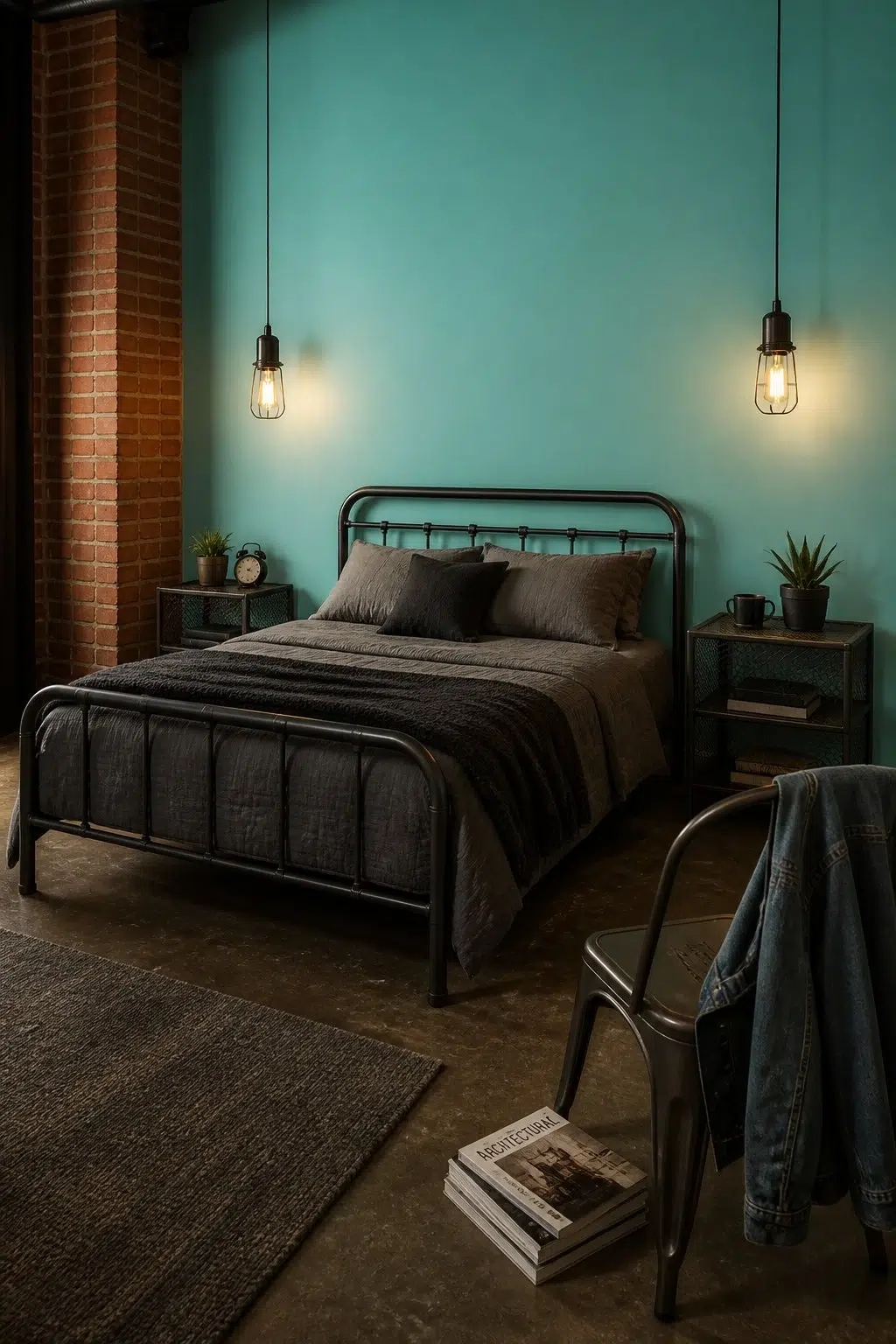 A industrial bedroom painted in Belize