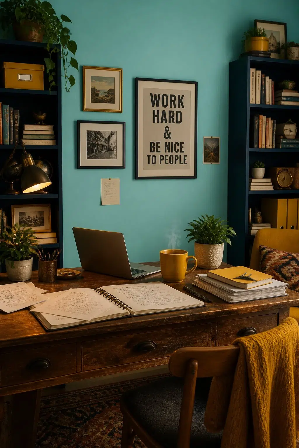 Sherwin-Williams Belize in a unique home office