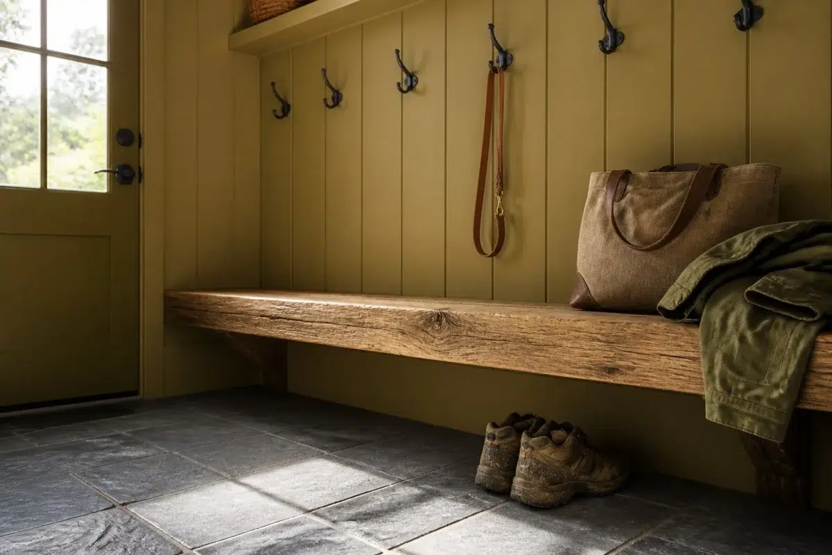 Bengal Grass paint color — Mudroom (Rustic Modern)