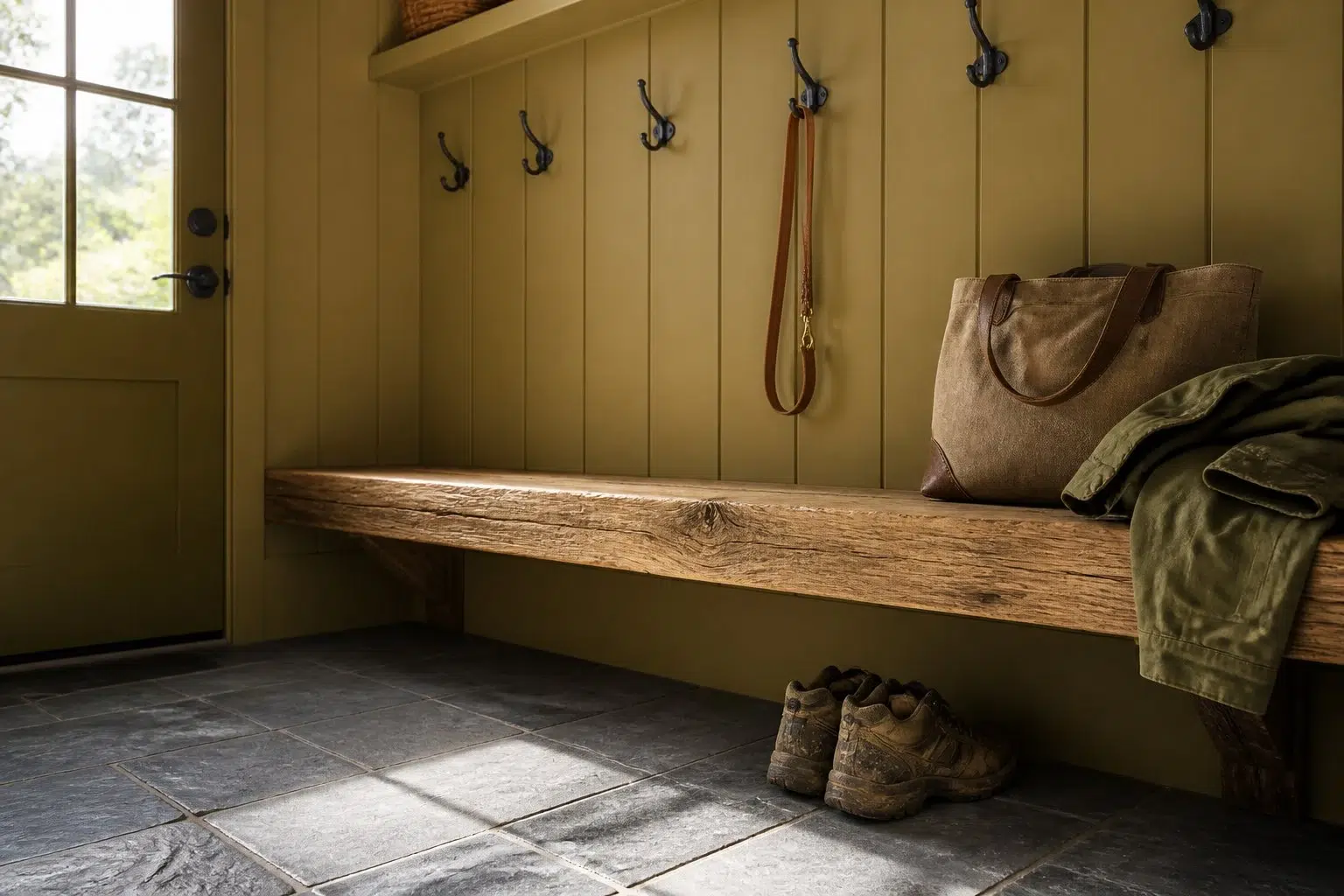 Bengal Grass paint color — Mudroom (Rustic Modern)
