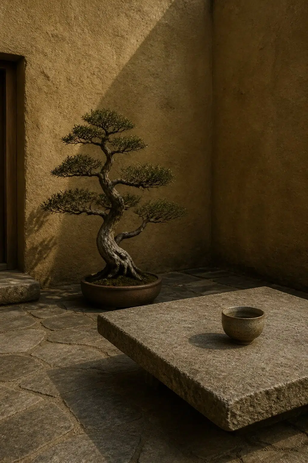 wabi-sabi patio featuring Bengal Grass by Sherwin-Williams