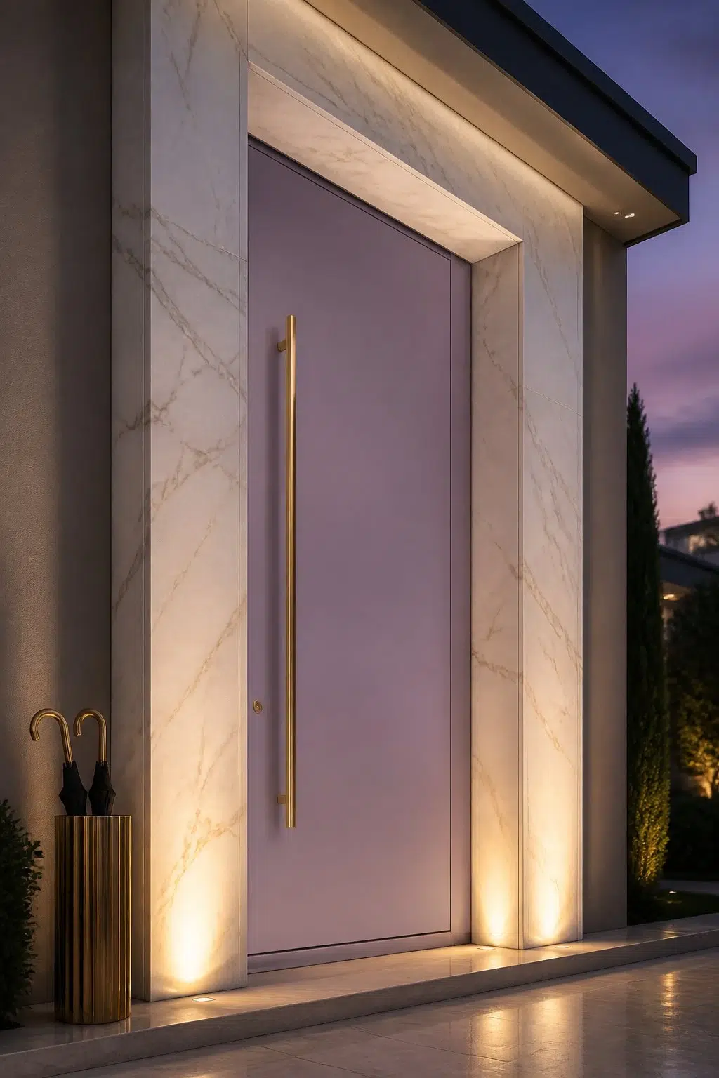 modern luxury front door featuring Berry Cream by Sherwin-Williams